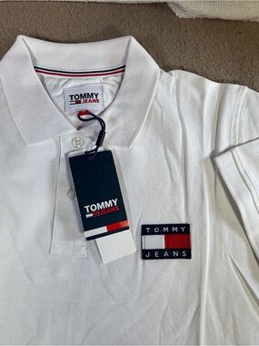 Tommy Hilfiger White Polo with Flag Patch